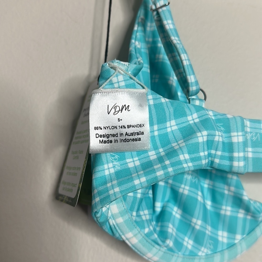VDM The Label Heidi check light blue underwire bikini top NWT - Picture 6 of 6